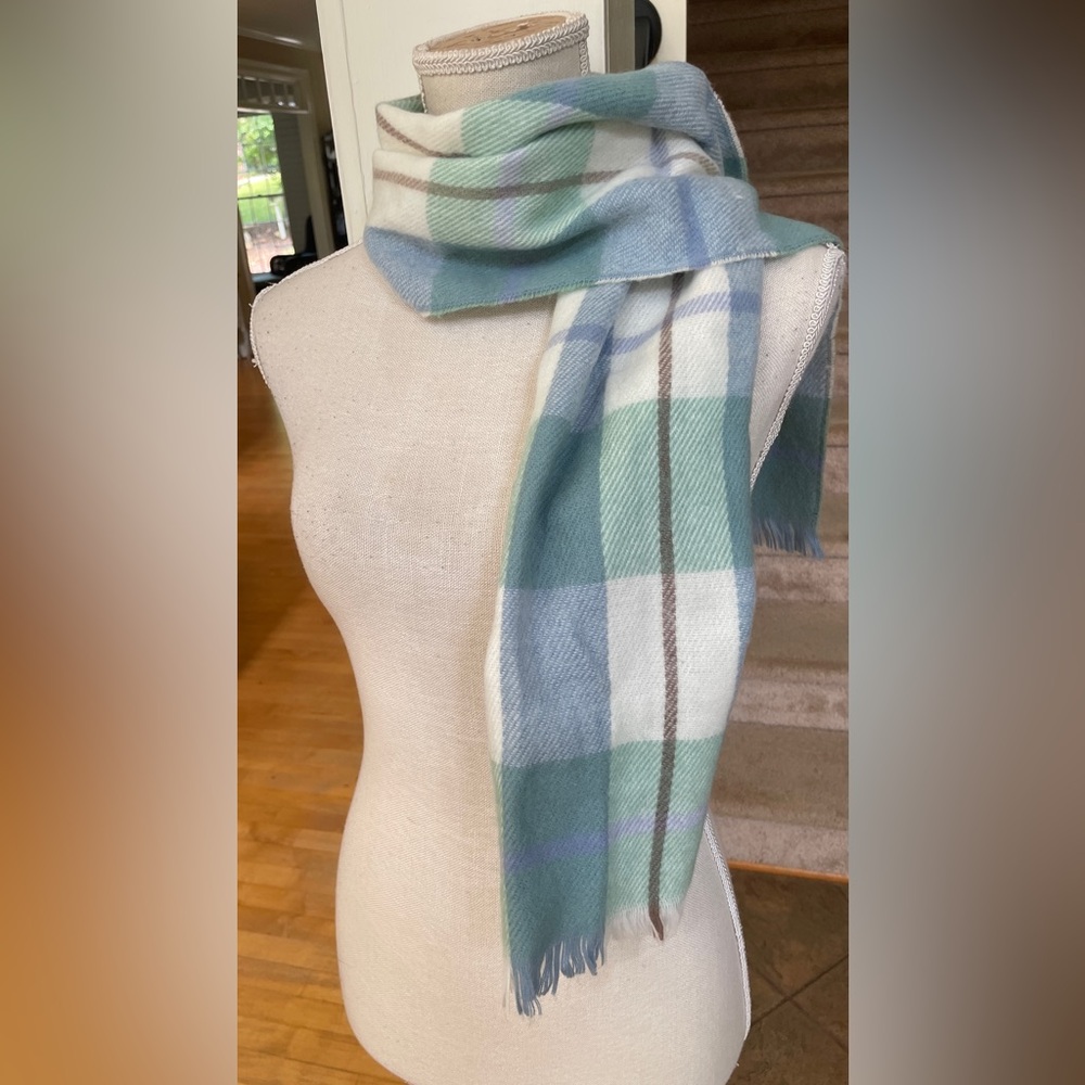 Beautiful Pastel Blue and Green Plaid Scarf